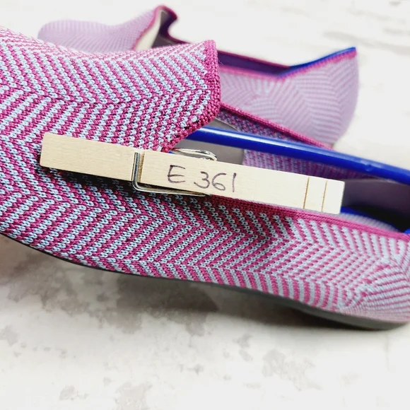 New Rothy's The Loafer Pink/Grey Stripes Slip On Round Toe Loafers E361 - Picture 8 of 8